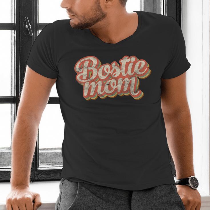 Vintage Boston Terrier Mom Dog Lover Pet Bostie Mama Men Women Girls Kids Men's V-Neck T-Shirt, Boston Terrier Mom Shirts, gift for family, gift for coworker