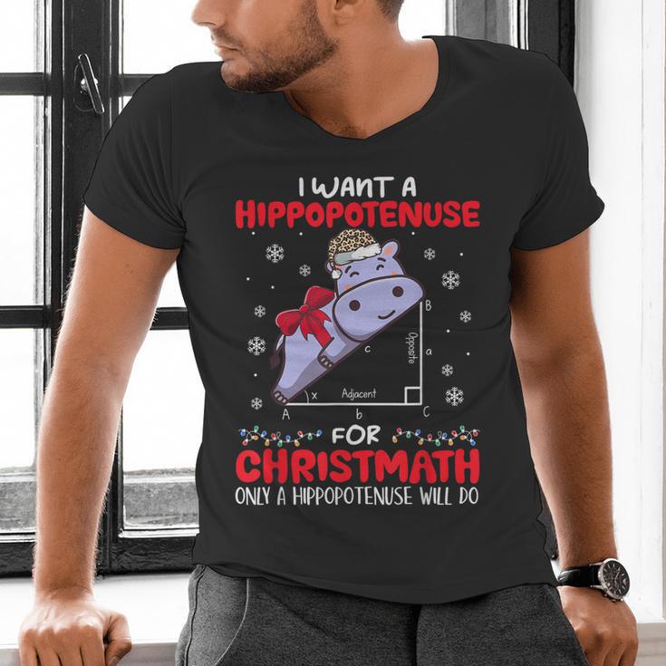 I Want A Hippopotenuse For Christmath Math Teacher Christmas Men's V-Neck T-Shirt, gift for family, gift for coworker
