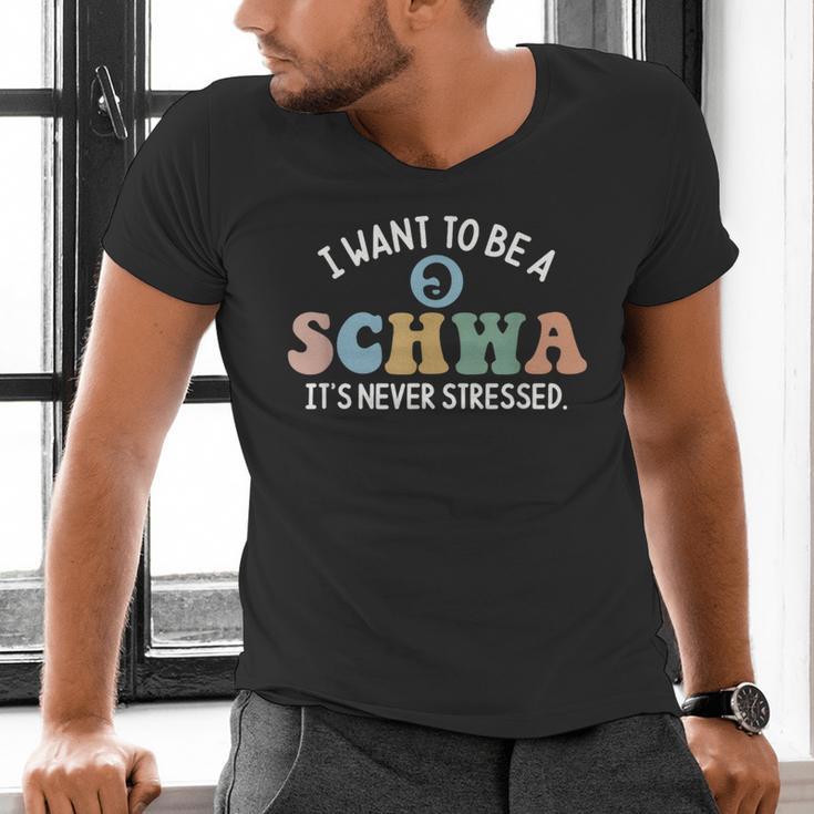 I Want To Be A Schwa It's Never Stressed Reading Teacher Kid Men's V-Neck T-Shirt, gift for family, gift for coworker