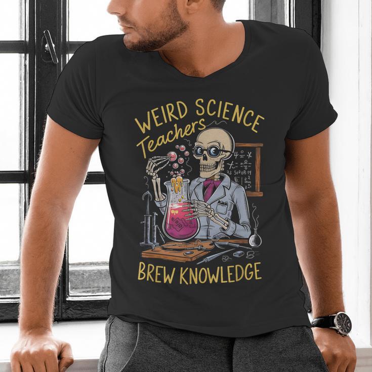 Weird Science Skeleton Halloween Teachers Brew Knowledge Men's V-Neck T-Shirt, Science Teacher Shirts, gift for family, gift for coworker Weird Science Skeleton Halloween Teachers Brew Knowledge Men's V-Neck T-Shirt, Science Teacher Shirts, gift for family, gift for coworker