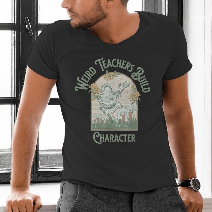 Weird Teachers Build Character- Teacher's Day Men's V-Neck T-Shirt, gift for family, gift for coworker Weird Teachers Build Character- Teacher's Day Men's V-Neck T-Shirt, gift for family, gift for coworker