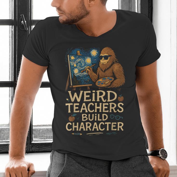 Weird Teachers Build Character Van Bigfoot Art Men's V-Neck T-Shirt, gift for family, gift for coworker Weird Teachers Build Character Van Bigfoot Art Men's V-Neck T-Shirt, gift for family, gift for coworker