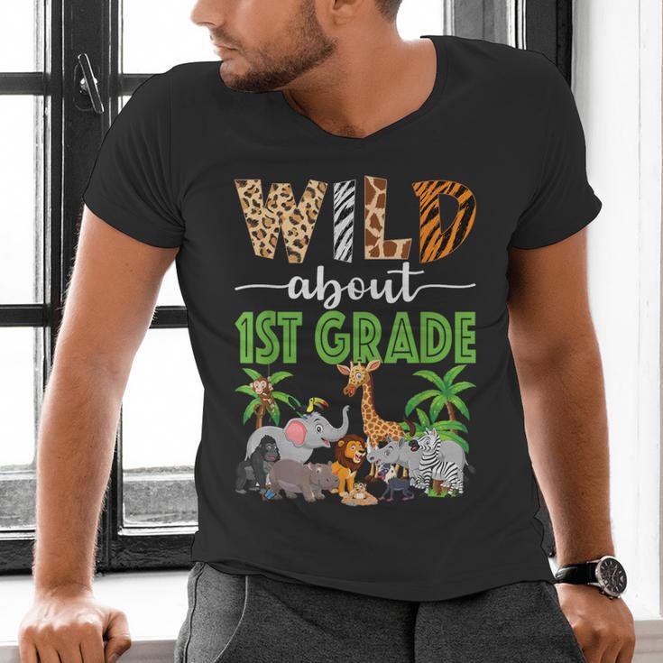 Wild About 1st Grade Teacher Student First Grade Zoo Safari Men's V-Neck T-Shirt, First Grade Teacher Shirts, gift for family, gift for coworker Wild About 1st Grade Teacher Student First Grade Zoo Safari Men's V-Neck T-Shirt, First Grade Teacher Shirts, gift for family, gift for coworker