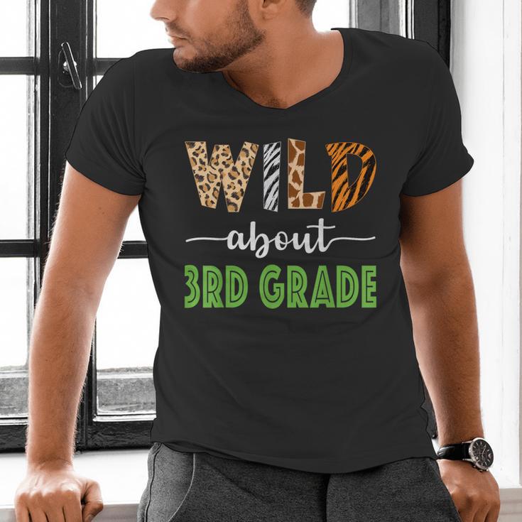 Wild About 3rd Grade Teacher Student Third Grade Zoo Safari Men Women Girls Kids Men's V-Neck T-Shirt, gift for family, gift for coworker