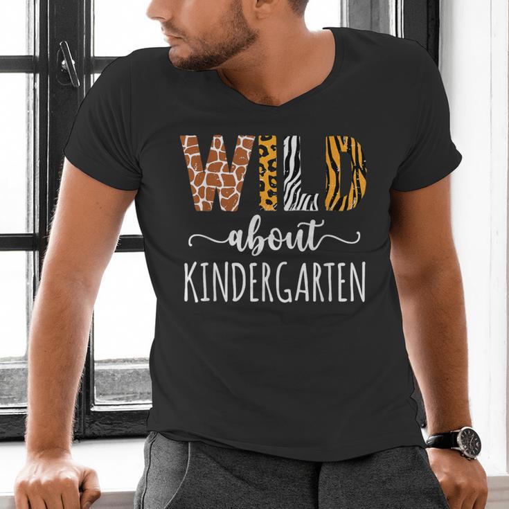 Wild About Kindergarten Teacher Leopard Print Men's V-Neck T-Shirt, gift for family, gift for coworker