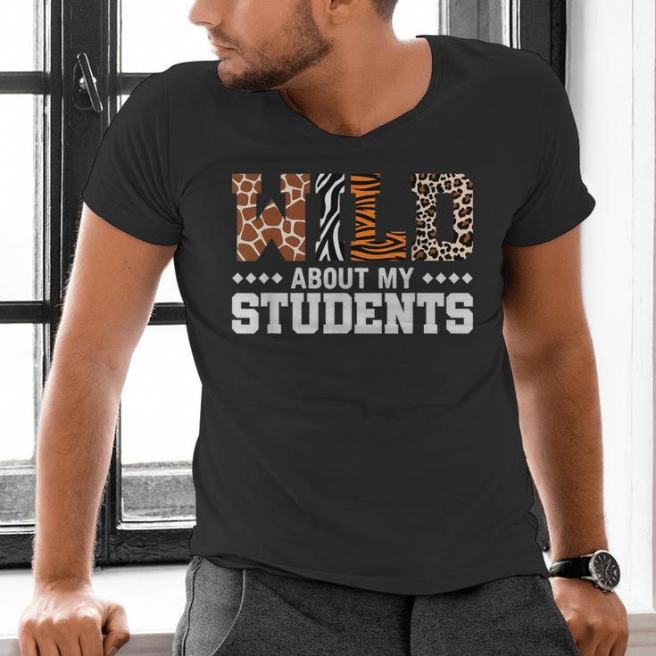 Wild About My Students Shirt Animals Teacher Men's V-Neck T-Shirt, gift for family, gift for coworker