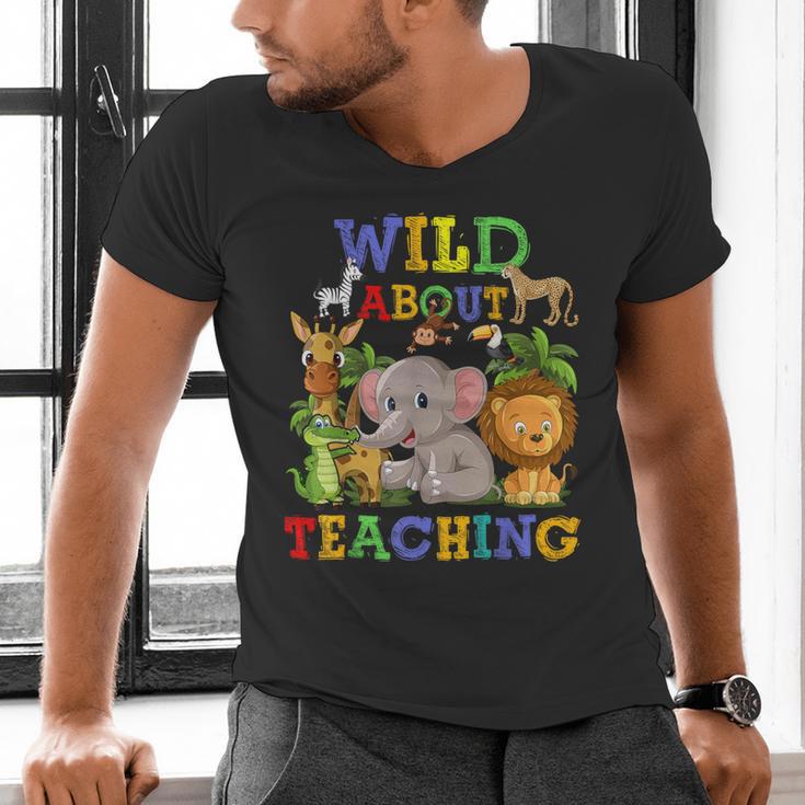 Wild About Teaching Safari Jungle School Teacher Men's V-Neck T-Shirt, gift for family, gift for coworker Wild About Teaching Safari Jungle School Teacher Men's V-Neck T-Shirt, gift for family, gift for coworker
