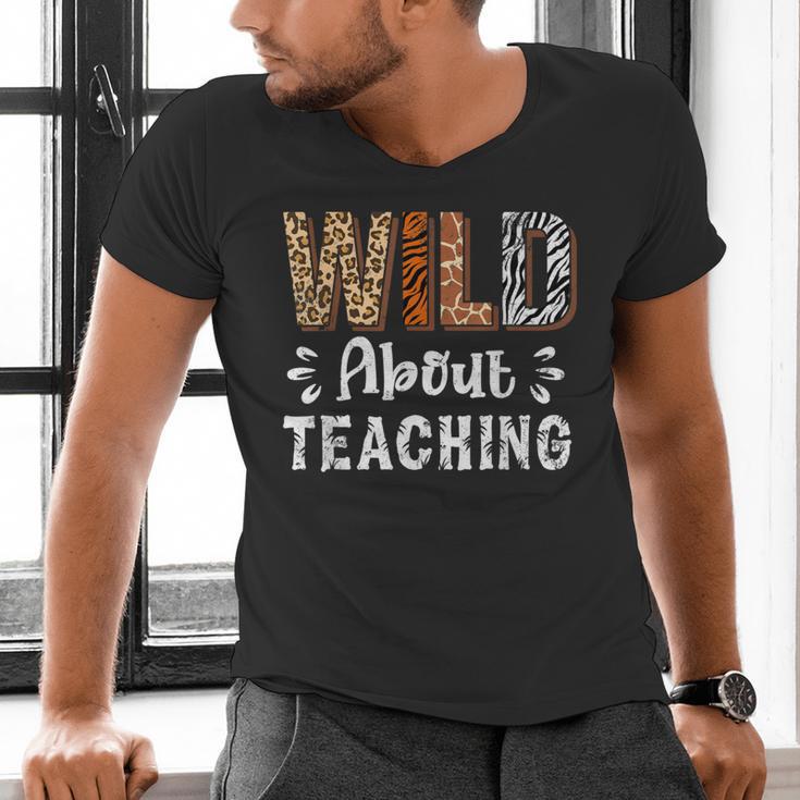 Wild About Teaching Teacher Lover Animals Leopard Zebra Men's V-Neck T-Shirt, gift for family, gift for coworker Wild About Teaching Teacher Lover Animals Leopard Zebra Men's V-Neck T-Shirt, gift for family, gift for coworker