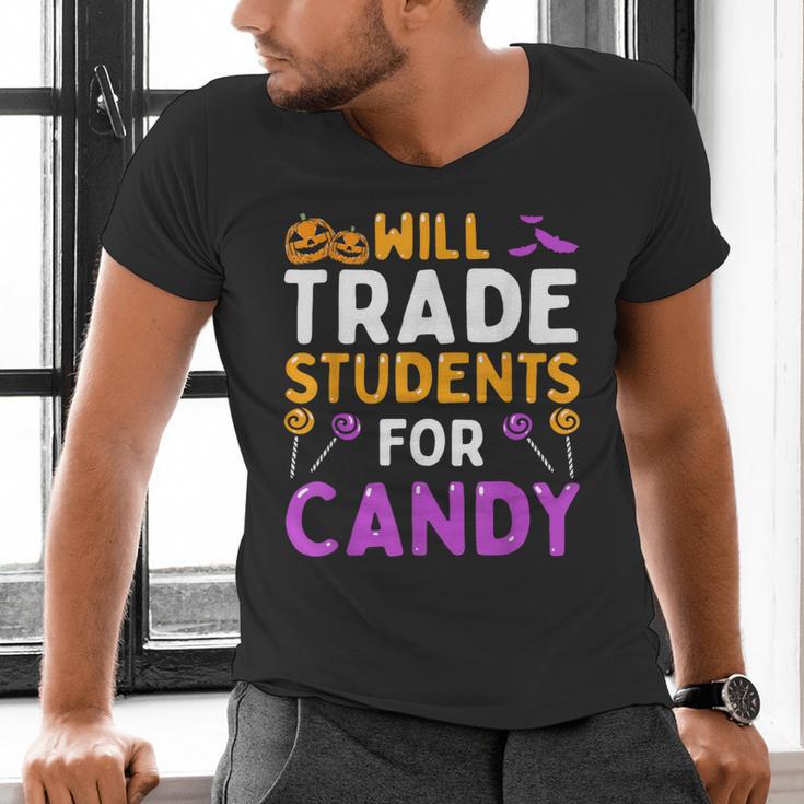 Will Trade Students For Candy Cute Halloween Costume Teacher For Men Women Kids Men's V-Neck T-Shirt, gift for family, gift for coworker
