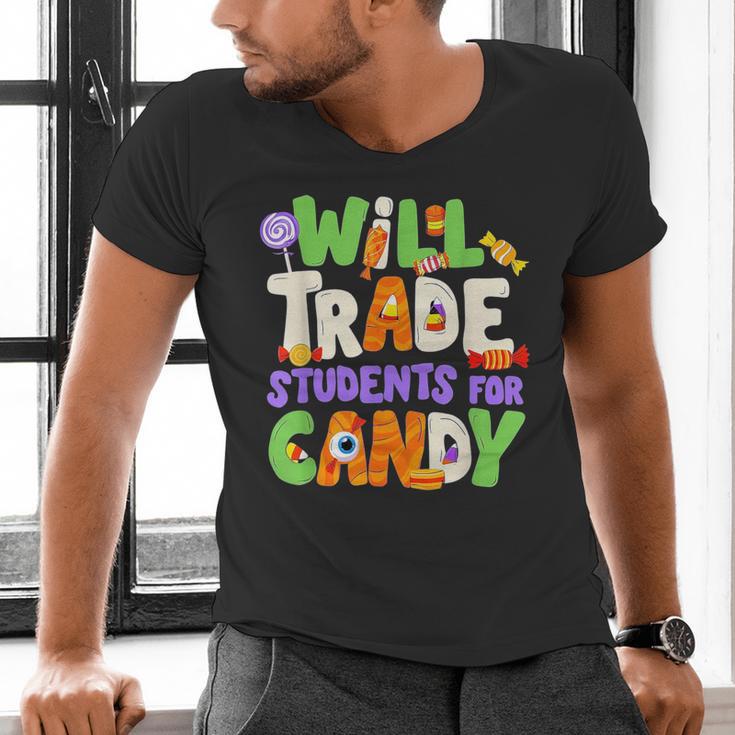 Will Trade Students For Candy Teacher Cute Halloween Costume Men's V-Neck T-Shirt, gift for family, gift for coworker Will Trade Students For Candy Teacher Cute Halloween Costume Men's V-Neck T-Shirt, gift for family, gift for coworker