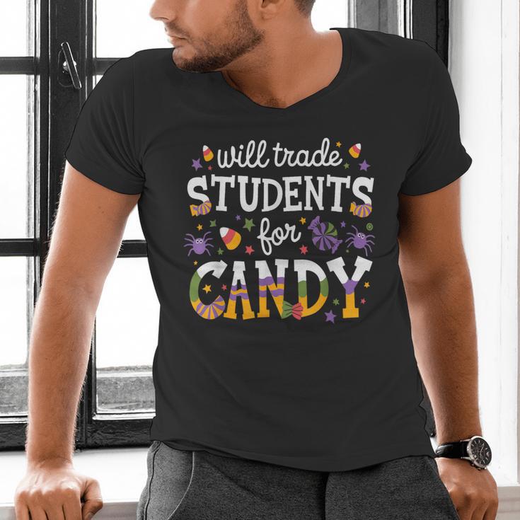 Will Trade Students For Candy Teacher Halloween Costume Tee Men's V-Neck T-Shirt, gift for family, gift for coworker