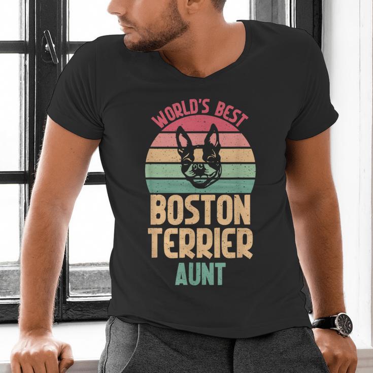 Worlds Best Boston Terrier Aunt Men's V-Neck T-Shirt, gift for family, gift for coworker