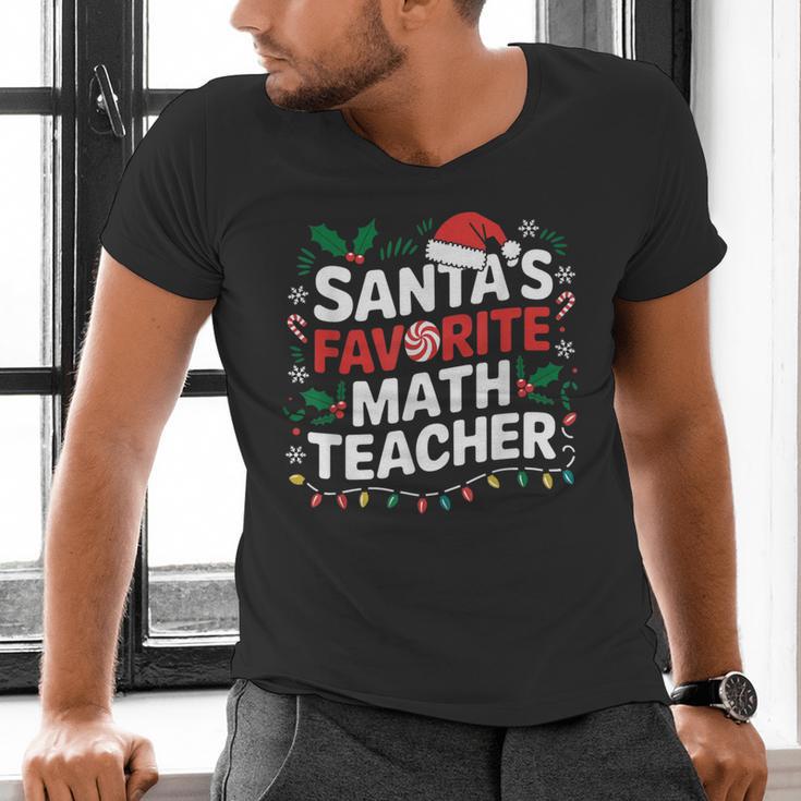 Xmas Lighting Santa's Favorite Math Teacher Christmas Men's V-Neck T-Shirt, gift for family, gift for coworker Xmas Lighting Santa's Favorite Math Teacher Christmas Men's V-Neck T-Shirt, gift for family, gift for coworker