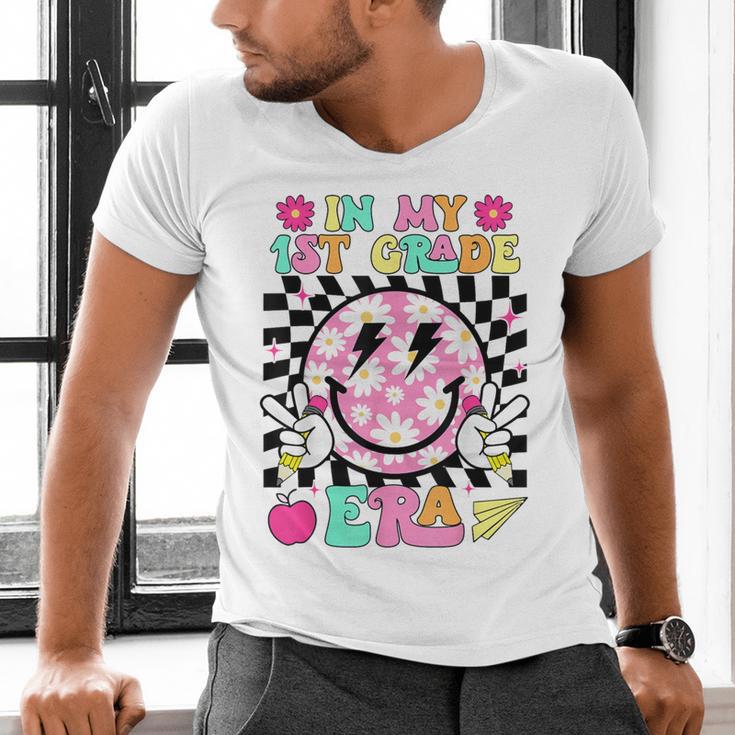 In My 1st Grade Era Smile Face Back To School Teacher Kid Men's V-Neck T-Shirt, gift for family, gift for coworker