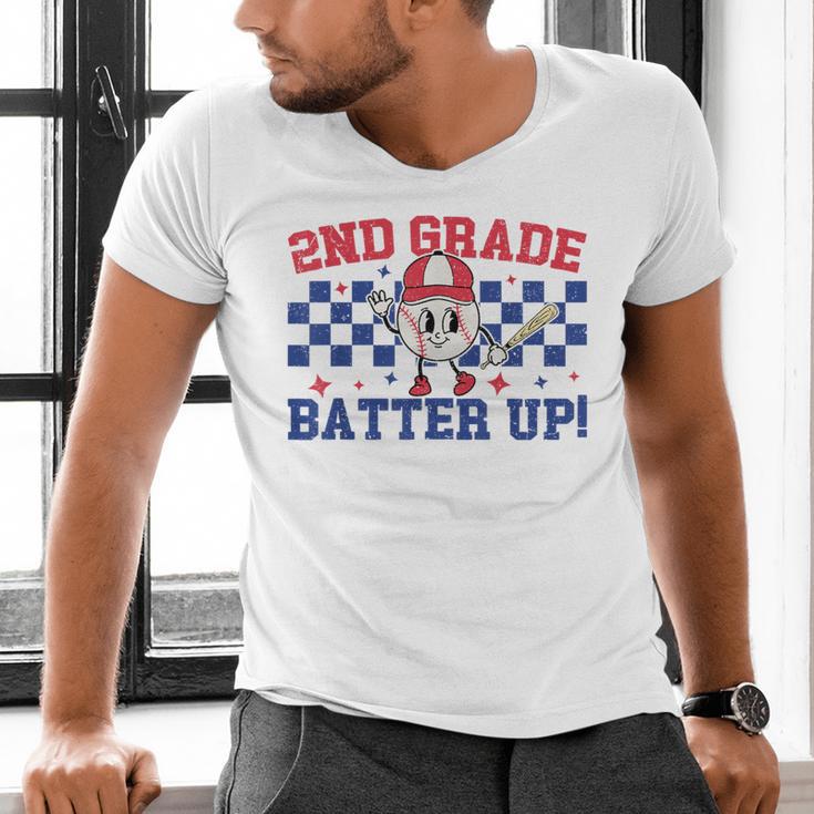 2nd Grade Batter Up Back To School Baseball Teacher Kids Men's V-Neck T-Shirt, 2nd Grade Teacher Shirts, gift for family, gift for coworker