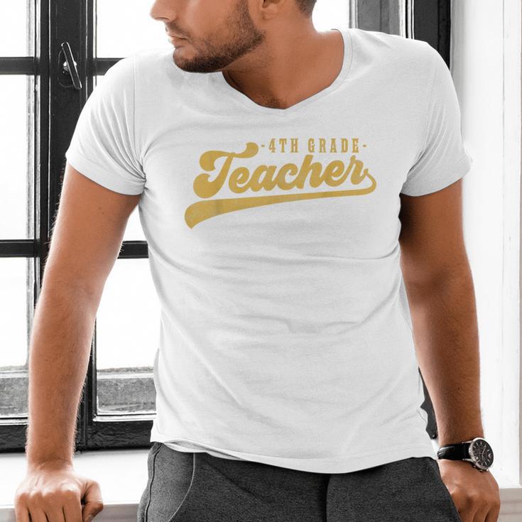 4th Grade Teacher Cute Vintage Graphic Fourth Grade Teacher Men's V-Neck T-Shirt, 4th Grade Teacher Shirts, gift for family, gift for coworker 4th Grade Teacher Cute Vintage Graphic Fourth Grade Teacher Men's V-Neck T-Shirt, 4th Grade Teacher Shirts, gift for family, gift for coworker