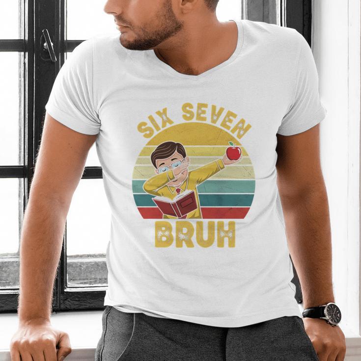 67 Meme Six Seven Bruh Retro Dabbing Teacher School Men's V-Neck T-Shirt, gift for family, gift for coworker 67 Meme Six Seven Bruh Retro Dabbing Teacher School Men's V-Neck T-Shirt, gift for family, gift for coworker