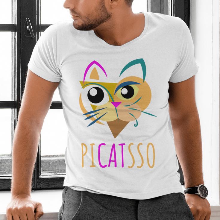 Abstract Cat Art Picatsso Shirt For Art Teachers Men's V-Neck T-Shirt, gift for family, gift for coworker