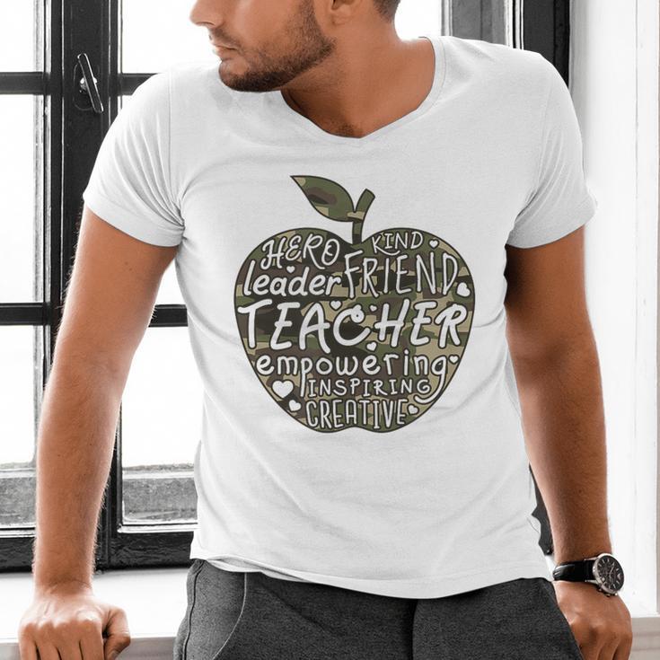 Apple Camoflauge Clothing Camo Student Teacher Cute School Men's V-Neck T-Shirt, gift for family, gift for coworker Apple Camoflauge Clothing Camo Student Teacher Cute School Men's V-Neck T-Shirt, gift for family, gift for coworker