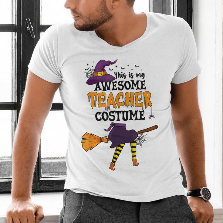 This Is My Awesome Teacher Costume Halloween Witch Men's V-Neck T-Shirt, gift for family, gift for coworker
