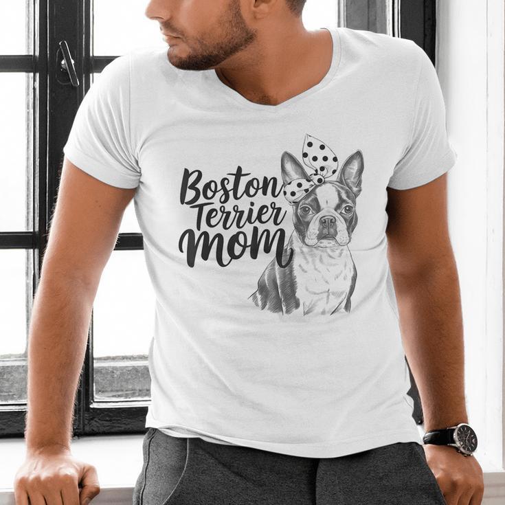 Boston Terrier Dog Bostie Mom Idea For Women Men's V-Neck T-Shirt, Boston Terrier Mom Shirts, gift for family, gift for coworker