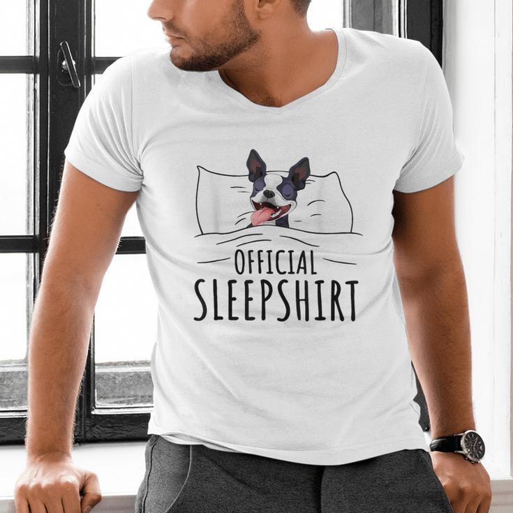Boston Terrier Dog Lovers Sleepshirt Apparel Men Women Men's V-Neck T-Shirt, gift for family, gift for coworker