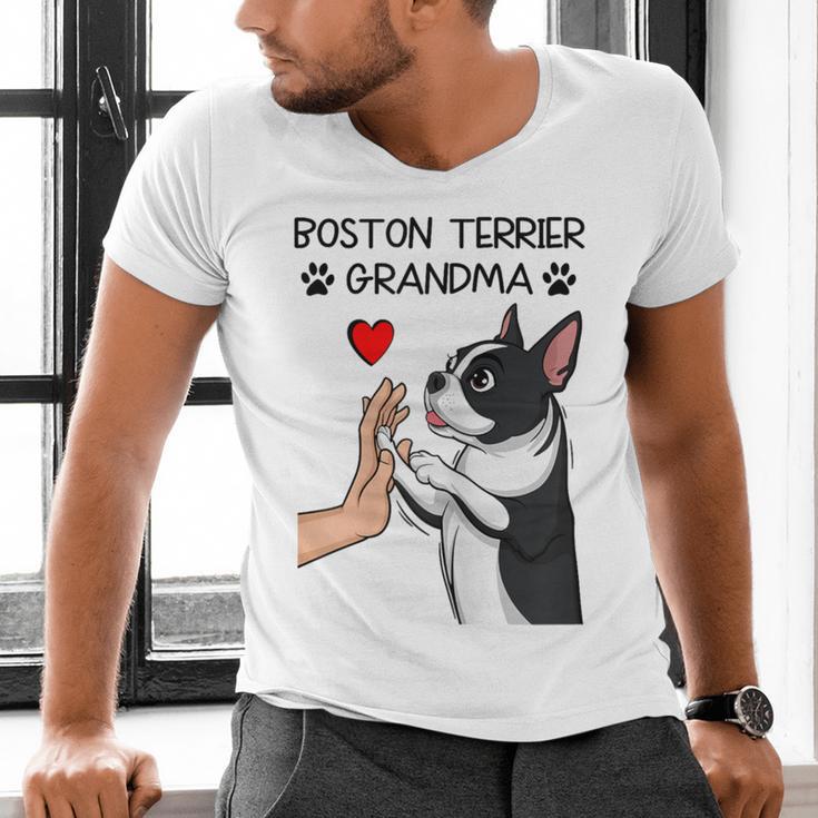 Boston Terrier Grandma Mother's Day Dog Mom Men's V-Neck T-Shirt, Boston Terrier Mom Shirts, gift for family, gift for coworker