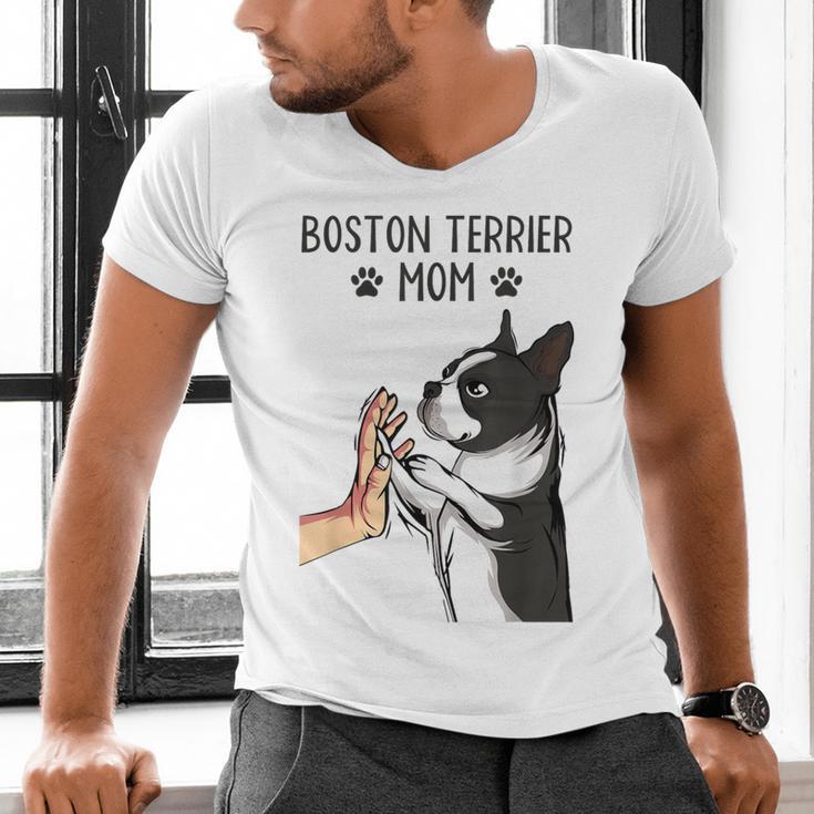 Boston Terrier Mom Dogs Mum Woman Men's V-Neck T-Shirt, Boston Terrier Mom Shirts, gift for family, gift for coworker