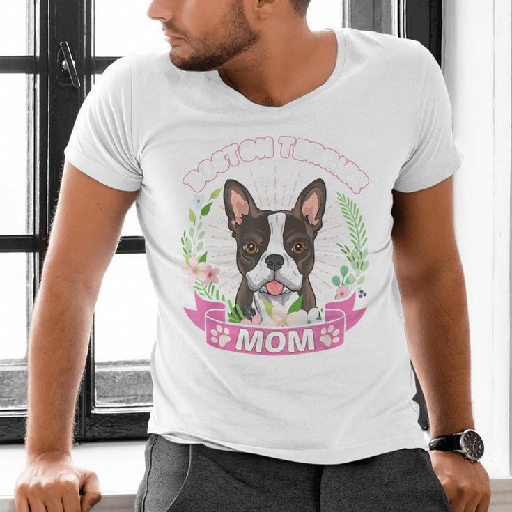 Boston Terrier Mom Mother's Day Men's V-Neck T-Shirt, Boston Terrier Mom Shirts, gift for family, gift for coworker