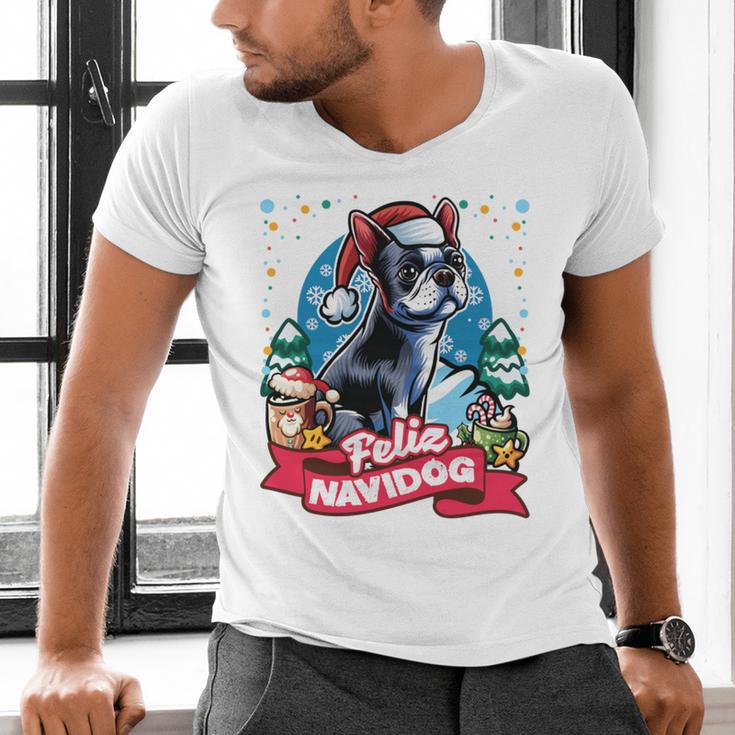 Boston Terrier Santa Claus Coffee Mug Merry Christmas Dogs Men's V-Neck T-Shirt, Boston Terrier Christmas Shirts, gift for family, gift for coworker