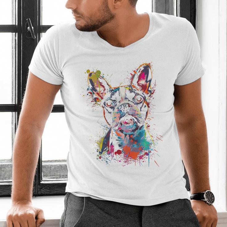 Boston Terrier Splash Men's V-Neck T-Shirt, gift for family, gift for coworker
