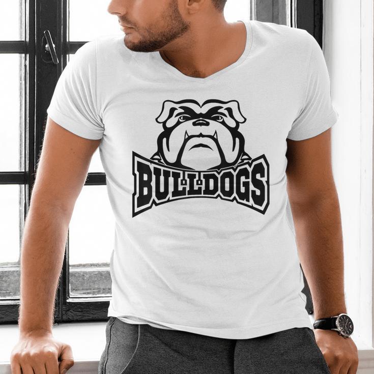 Bulldogs Teacher Student School Sports Fan Team Spirit Men's V-Neck T-Shirt, gift for family, gift for coworker