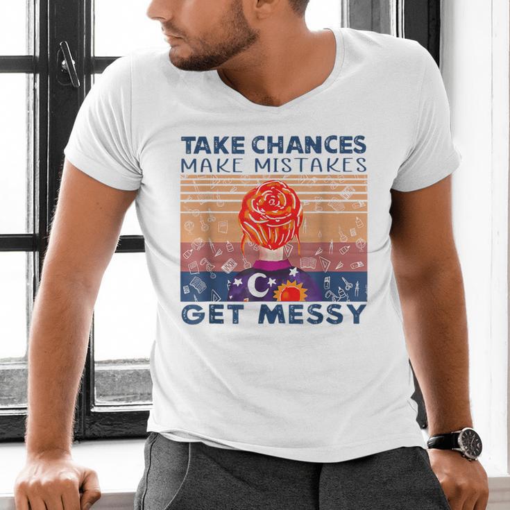 Take Chances Make Mistakes Get Messy Vintage Teacher Life Men's V-Neck T-Shirt, gift for family, gift for coworker Take Chances Make Mistakes Get Messy Vintage Teacher Life Men's V-Neck T-Shirt, gift for family, gift for coworker