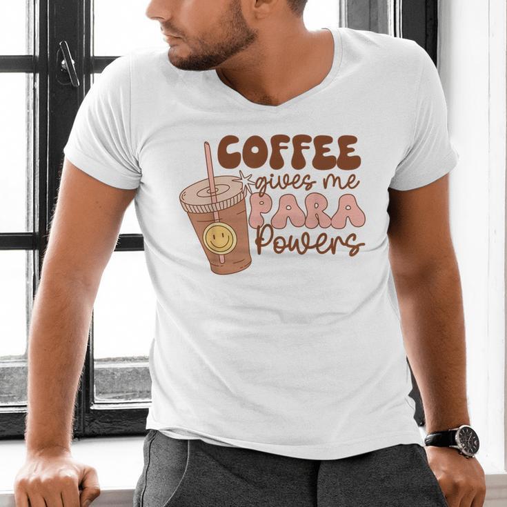 Coffee Gives Me Para Powers Parapro Teacher Squad Men's V-Neck T-Shirt, gift for family, gift for coworker Coffee Gives Me Para Powers Parapro Teacher Squad Men's V-Neck T-Shirt, gift for family, gift for coworker