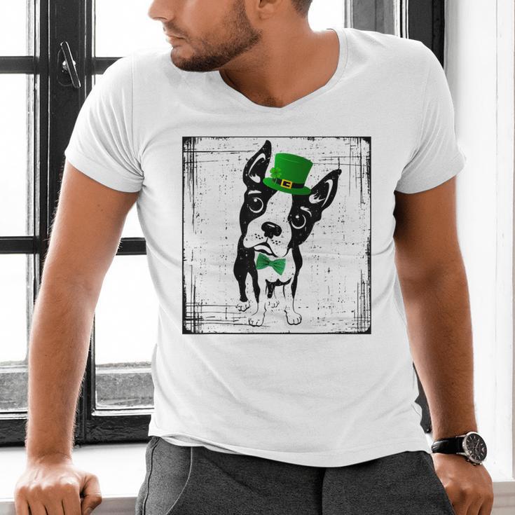 Cool Saint Patrick's Boston Terrier T Shirt For Dogs Lovers Men's V-Neck T-Shirt, gift for family, gift for coworker