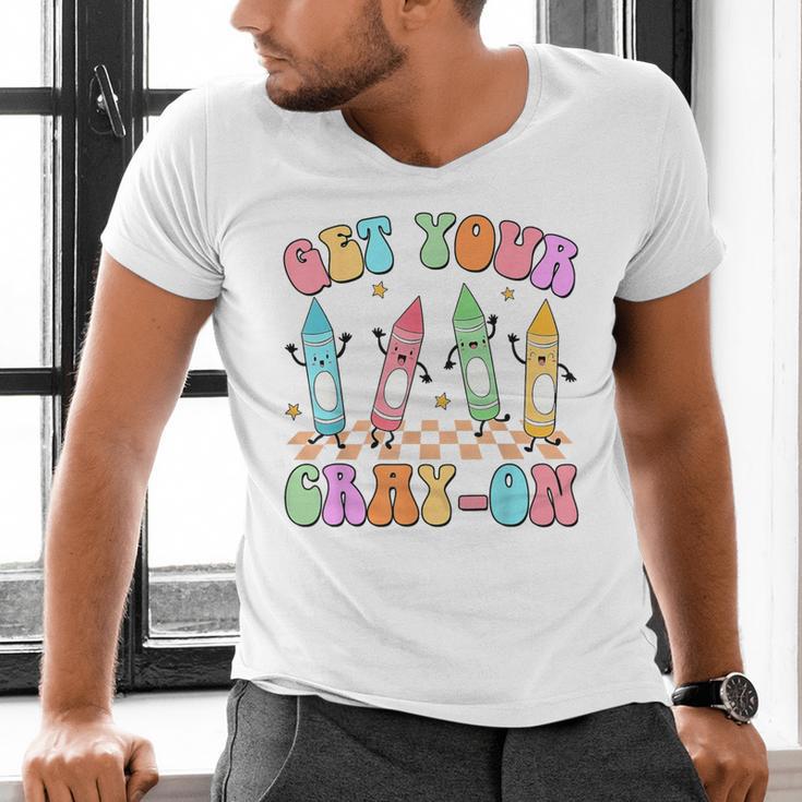 Get Your Cray-On Preschool Teacher Kindergarten Teacher Men's V-Neck T-Shirt, gift for family, gift for coworker Get Your Cray-On Preschool Teacher Kindergarten Teacher Men's V-Neck T-Shirt, gift for family, gift for coworker