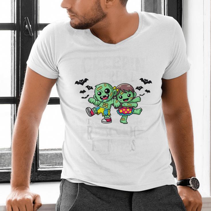Creepin It Real Monster School Preschool Teacher Halloween Men's V-Neck T-Shirt, gift for family, gift for coworker
