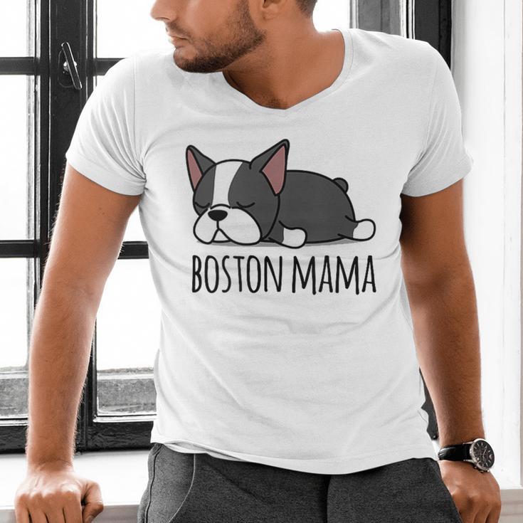 Cute Boston Terrier Boston Mama Men's V-Neck T-Shirt, gift for family, gift for coworker