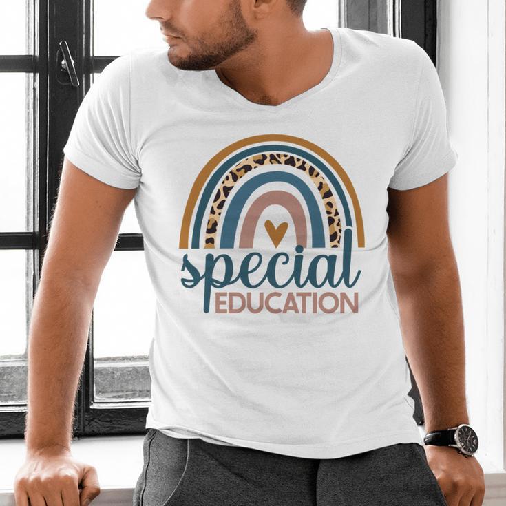 Cute Special Education Leopard Print SPED Teacher Idea Men's V-Neck T-Shirt, gift for family, gift for coworker