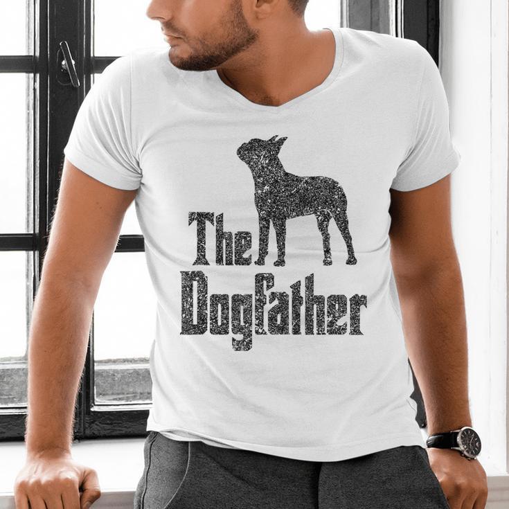 The Dogfather Boston Terrier Dog Funny Dog Gift T-Shirt For Men Women Girls Kids Men's V-Neck T-Shirt, gift for family, gift for coworker