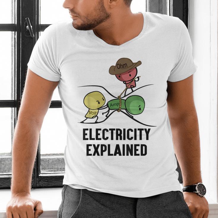 Electricity Explained Physics Nerd I Teacher School Men's V-Neck T-Shirt, gift for family, gift for coworker Electricity Explained Physics Nerd I Teacher School Men's V-Neck T-Shirt, gift for family, gift for coworker