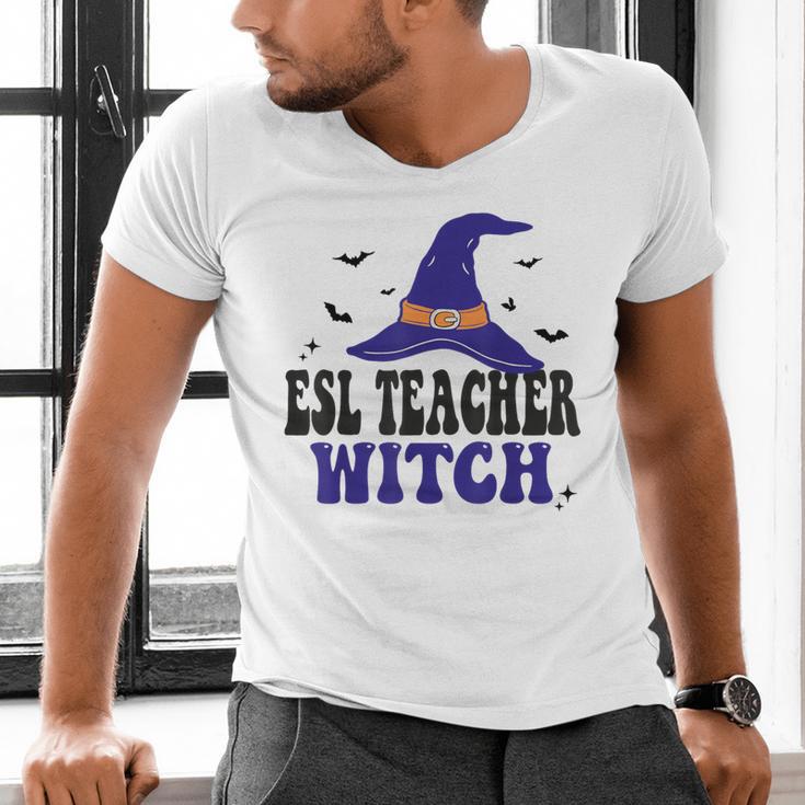 ESL Teacher Witch Halloween Matching Group Costume Men's V-Neck T-Shirt, Esl Teacher Shirts, gift for family, gift for coworker ESL Teacher Witch Halloween Matching Group Costume Men's V-Neck T-Shirt, Esl Teacher Shirts, gift for family, gift for coworker