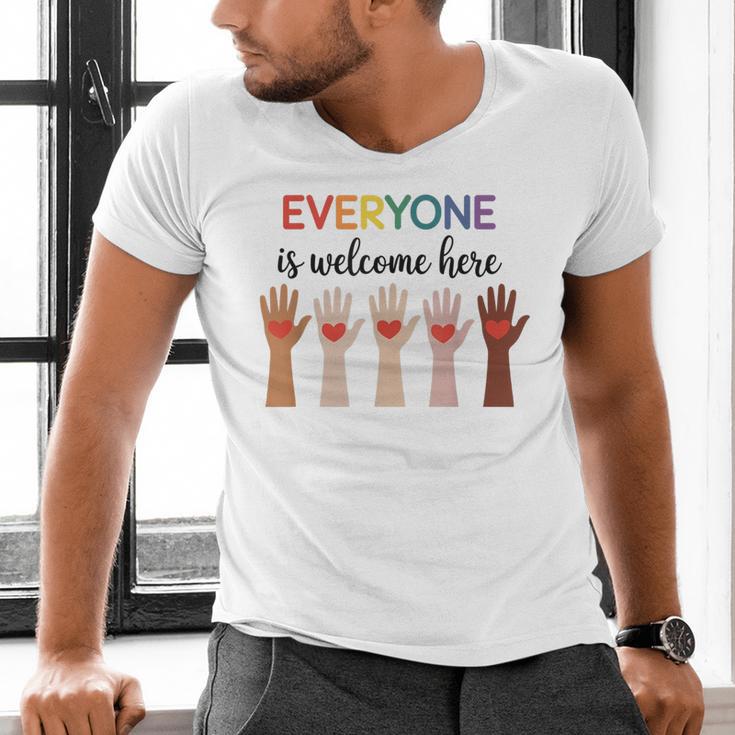 Everyone Is Welcome Here Idaho Teacher Men's V-Neck T-Shirt, gift for family, gift for coworker