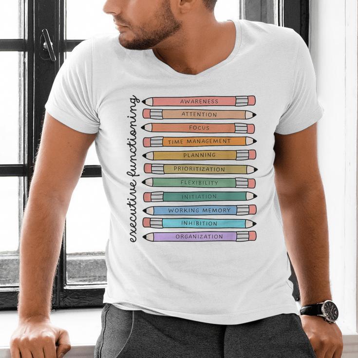 Executive Functioning Skills Back To School Sped Teacher SLP Men's V-Neck T-Shirt, gift for family, gift for coworker Executive Functioning Skills Back To School Sped Teacher SLP Men's V-Neck T-Shirt, gift for family, gift for coworker