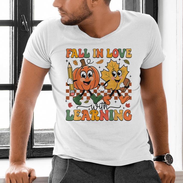 Fall In Love With Learning Thanksgiving Teacher Student Men's V-Neck T-Shirt, gift for family, gift for coworker Fall In Love With Learning Thanksgiving Teacher Student Men's V-Neck T-Shirt, gift for family, gift for coworker