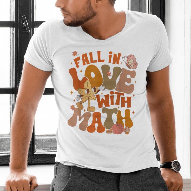 Fall In Love With Science Math Teacher Fall Thanksgiving Men's V-Neck T-Shirt, Science Teacher Shirts, gift for family, gift for coworker