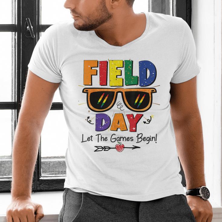 Field Day 2025 Let The Games Begin Kids Boys Girls Teachers Men's V-Neck T-Shirt, gift for family, gift for coworker