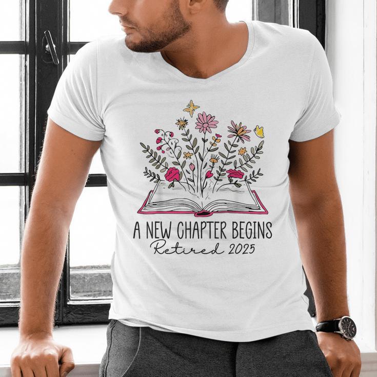 Floral Book a New Chapter Begins Retired Retirement Teacher Men's V-Neck T-Shirt, gift for family, gift for coworker Floral Book a New Chapter Begins Retired Retirement Teacher Men's V-Neck T-Shirt, gift for family, gift for coworker