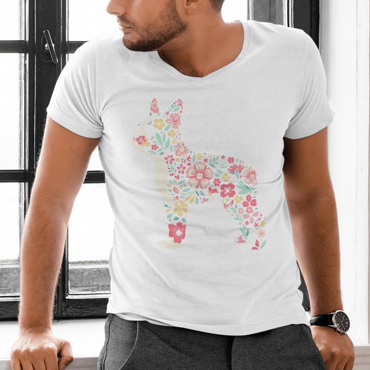 Floral FLower Boston Terrier Mom Grandma Men's V-Neck T-Shirt, Boston Terrier Mom Shirts, gift for family, gift for coworker
