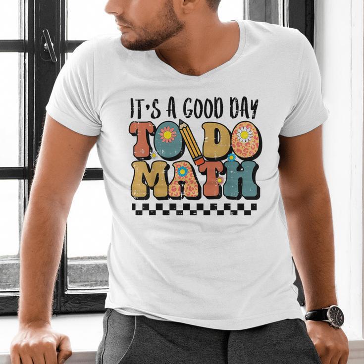 Good Day To Do Math Teacher Vintage Groovy Nerd Women Men Men's V-Neck T-Shirt, Groovy Teacher Shirts, gift for family, gift for coworker